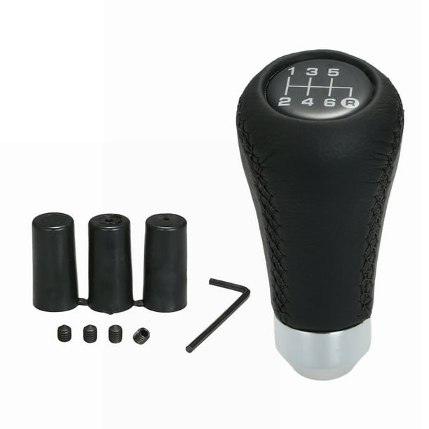 Black & Breathable Beige PU Leather Auto Gear Shift Handle Shifter Knob